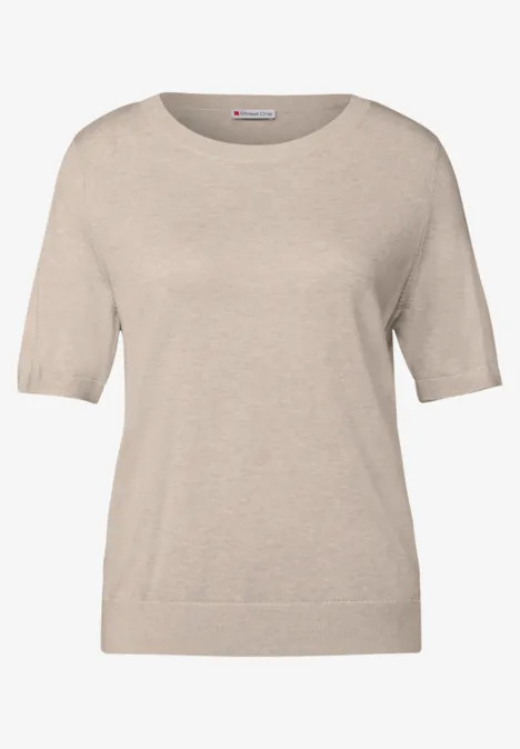 Kurzarmpullover sheer beige mel.