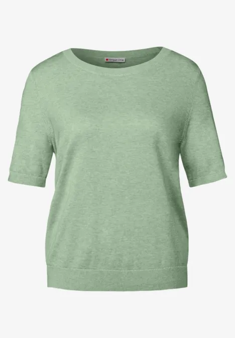 Kurzarmpullover milky green mel.