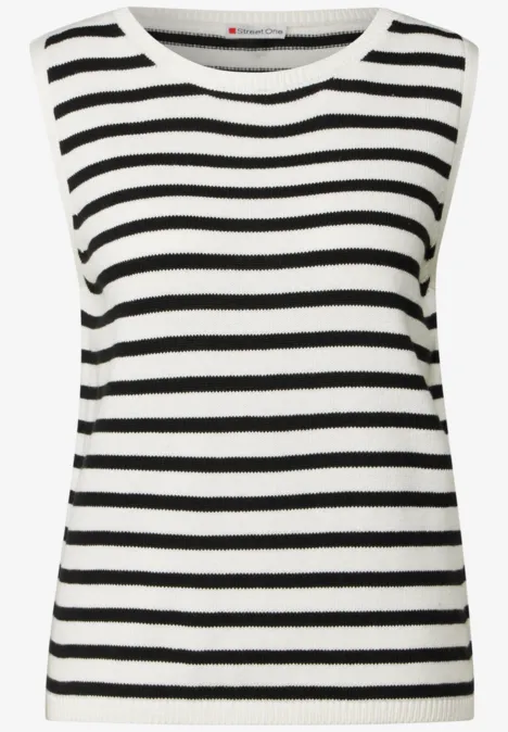 Gestreiftes Strick-Top Black