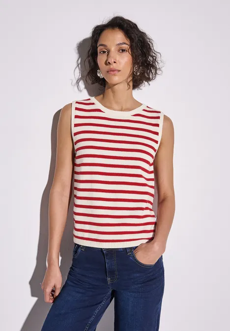 Gestreiftes Strick-Top glory red