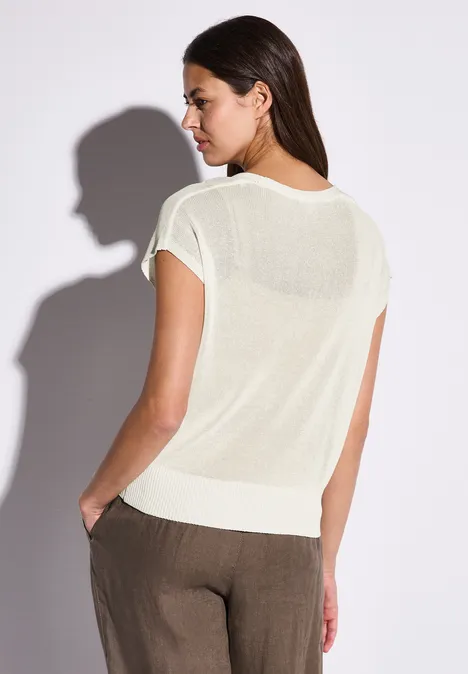 Ärmelloser Strickpullover off white