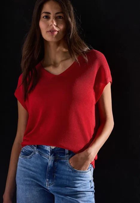 Ärmelloser Strickpullover glory red