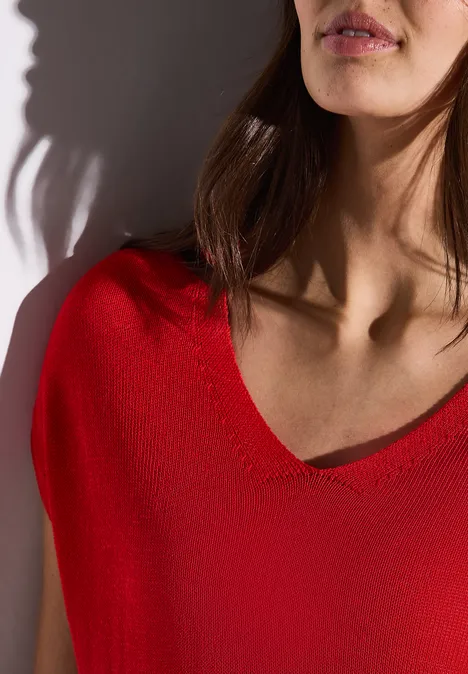 Ärmelloser Strickpullover glory red