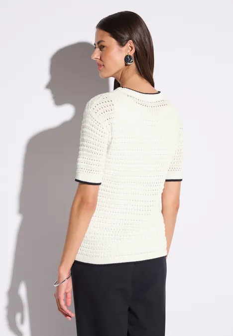 Pullover mit Lochmuster off white