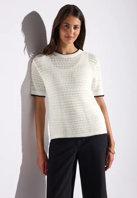 Pullover mit Lochmuster off white
