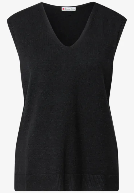 Ärmelloser V-Neck Pullover Black