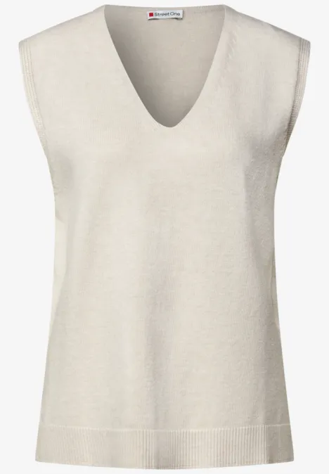 Ärmelloser V-Neck Pullover tusk cream mel.