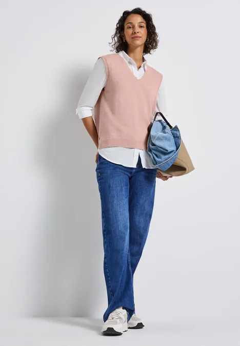 Ärmelloser V-Neck Pullover faded rose mel.