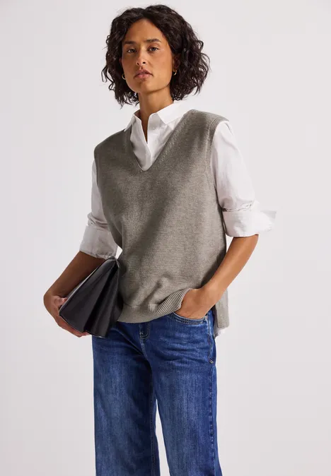 Ärmelloser V-Neck Pullover mocha dream mel.
