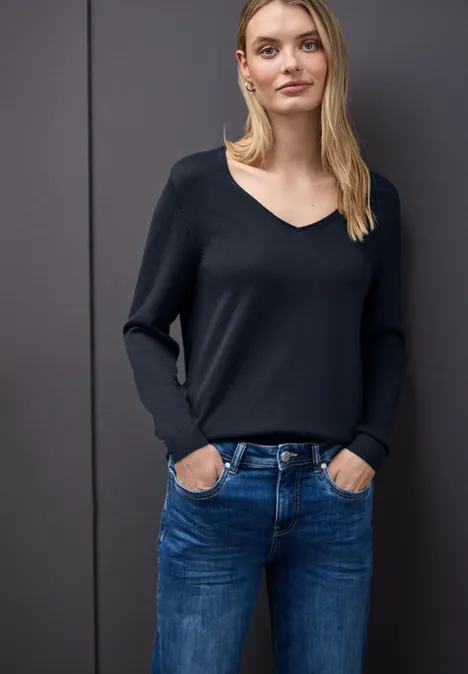 V-Neck Pullover deep blue V-Neck Pullover deep blue