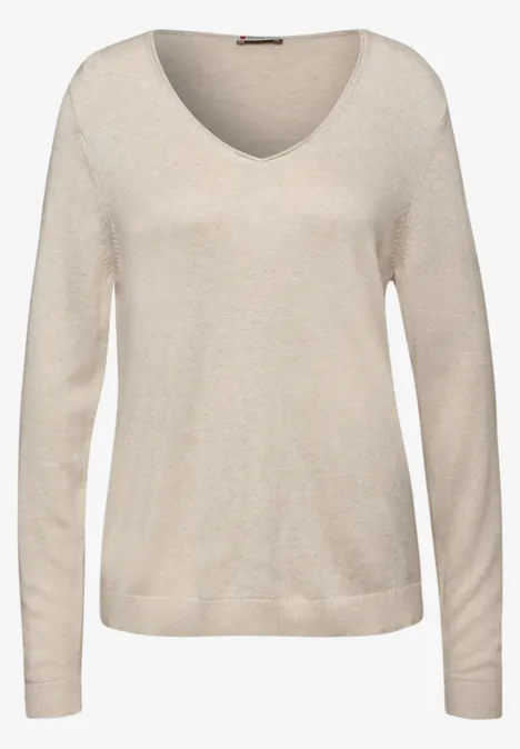 V-Neck Pullover tusk cream mel. V-Neck Pullover tusk cream mel.