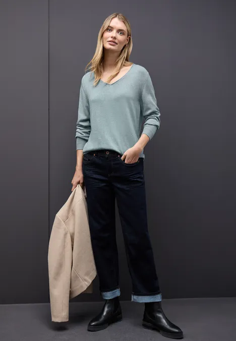 V-Neck Pullover nile blue mel. V-Neck Pullover nile blue mel.