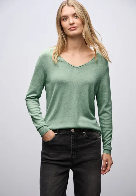 V-Neck Pullover serene green mel. V-Neck Pullover serene green mel.