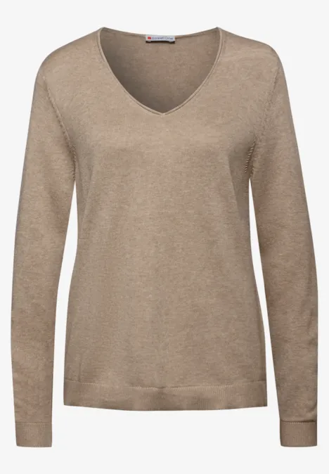V-Neck Pullover sanded beige mel. V-Neck Pullover sanded beige mel.