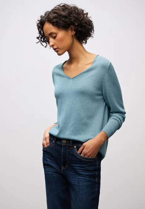 V-Neck Pullover glacier blue mel. V-Neck Pullover glacier blue mel.