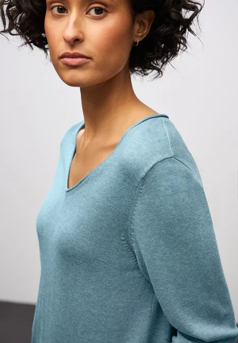 V-Neck Pullover glacier blue mel. V-Neck Pullover glacier blue mel.