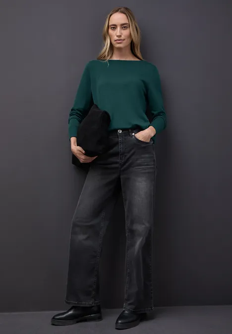 Basic Pullover deep teal green