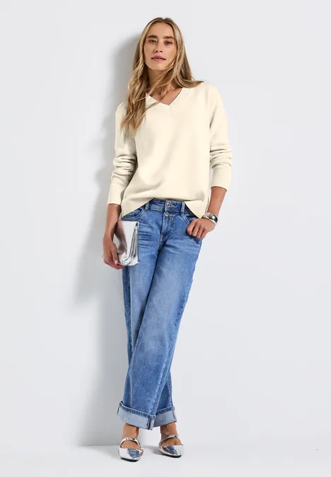 V-Neck Pullover tusk cream