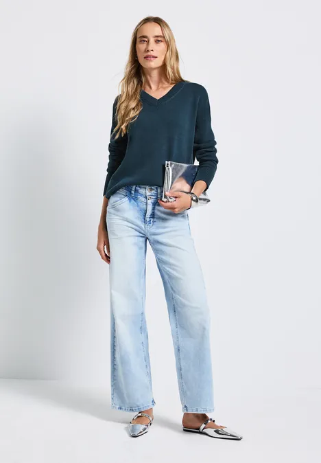 V-Neck Pullover tide blue