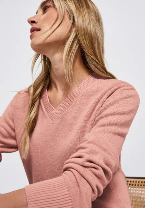 V-Neck Pullover faded rose