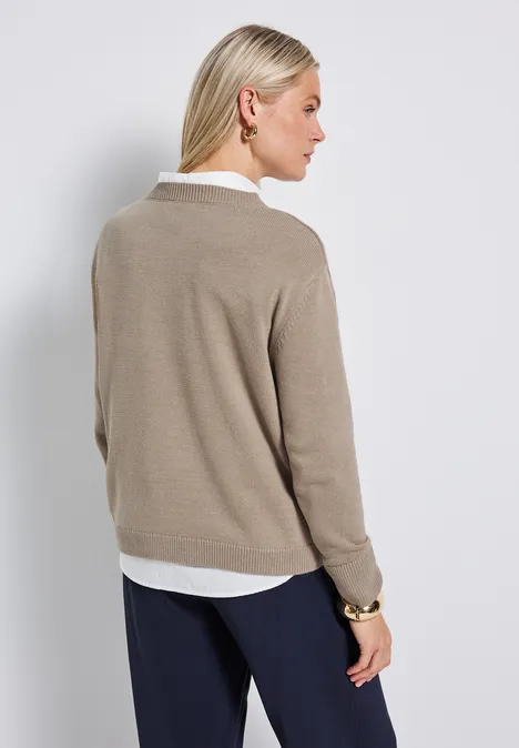 V-Neck Pullover sandstone mocha