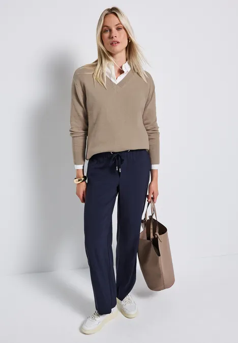 V-Neck Pullover sandstone mocha