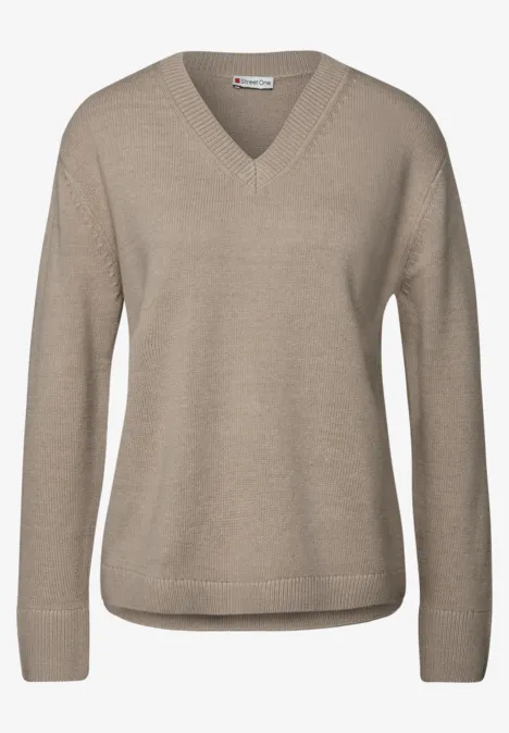 V-Neck Pullover sandstone mocha