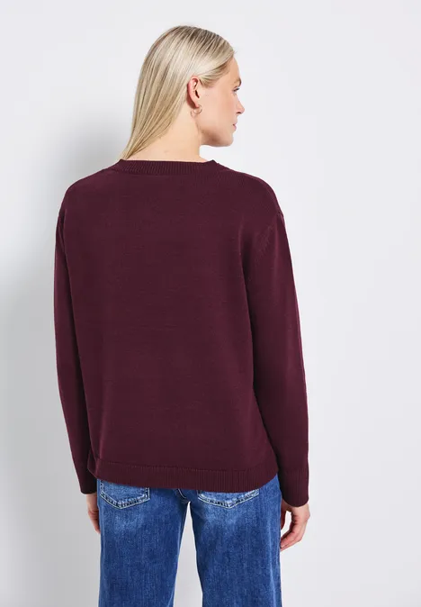 V-Neck Pullover wildberry red