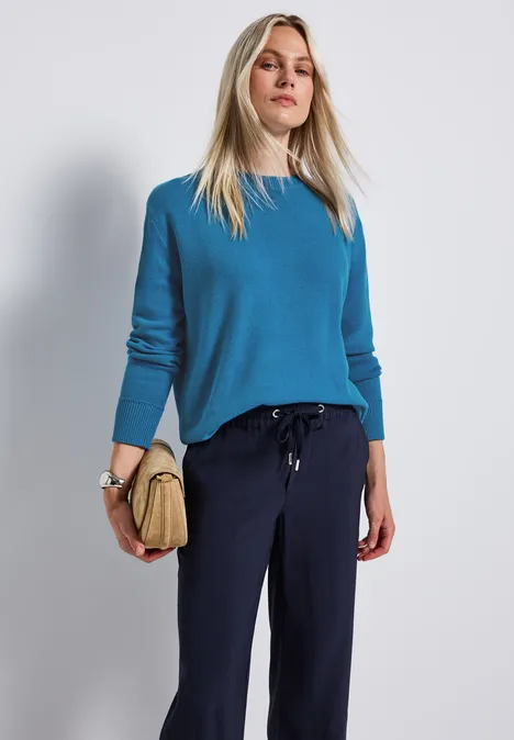Rundhals-Pullover polaris blue