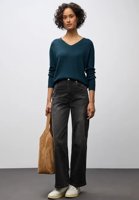 Basic V-Neck Pullover tide blue