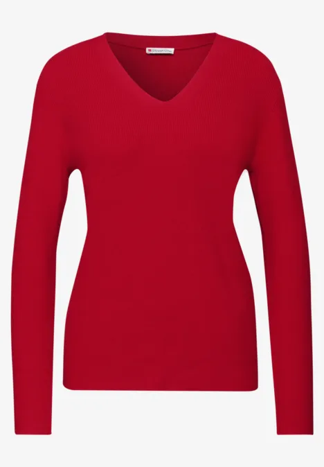 Basic V-Neck Pullover racing red
