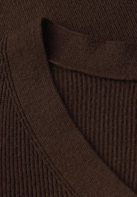 Basic V-Neck Pullover dark hazelnut brown mel.