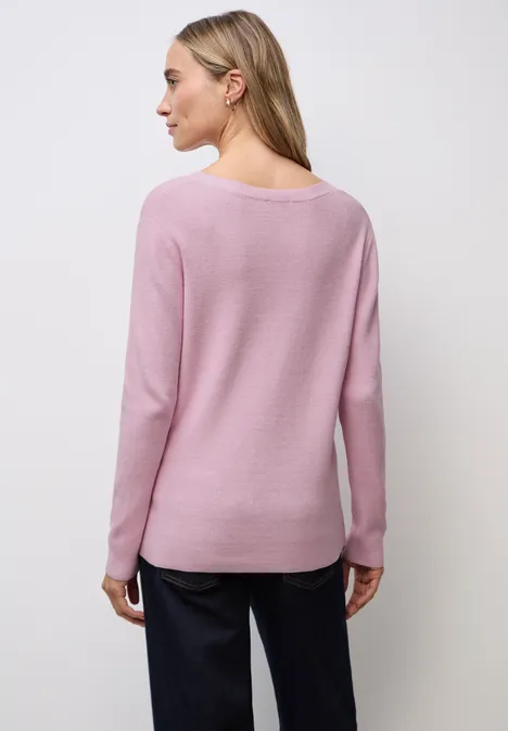 Basic V-Neck Pullover powder pink mel.