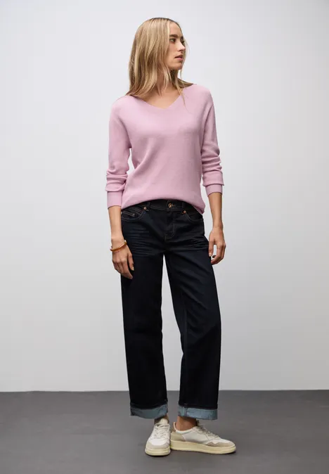 Basic V-Neck Pullover powder pink mel.