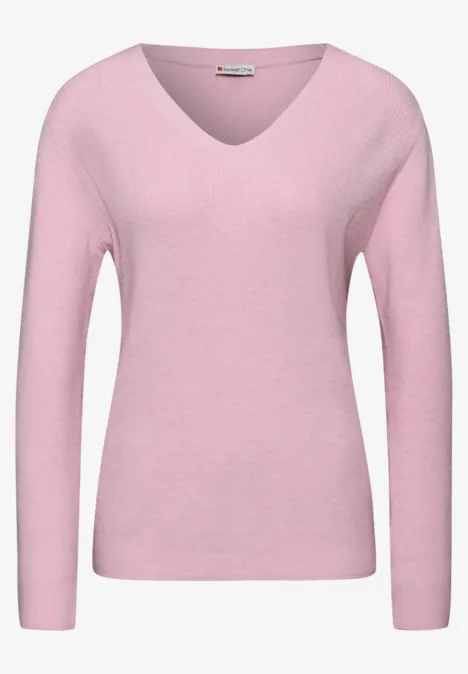 Basic V-Neck Pullover powder pink mel.