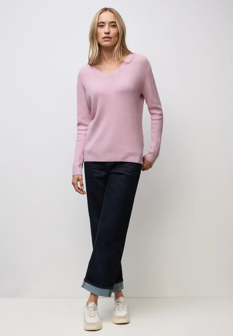 Basic V-Neck Pullover powder pink mel.