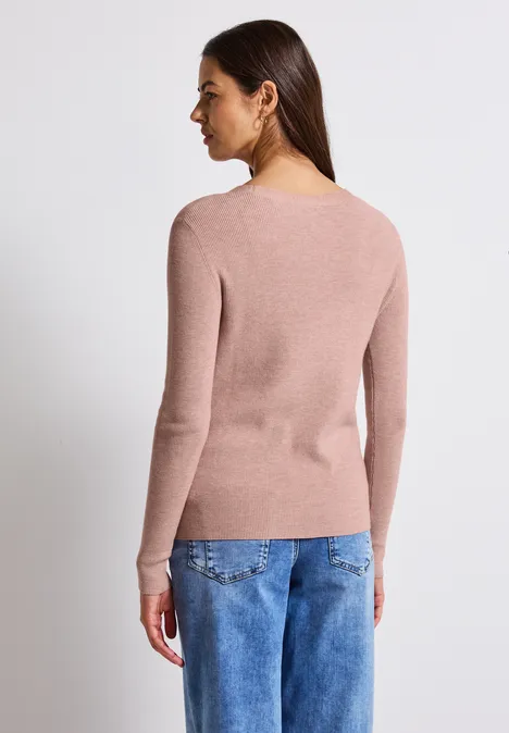 Basic V-Neck Pullover faded rose mel.