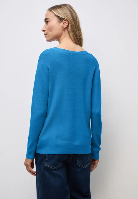 Basic V-Neck Pullover polaris blue