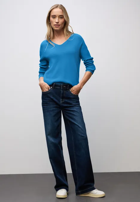 Basic V-Neck Pullover polaris blue