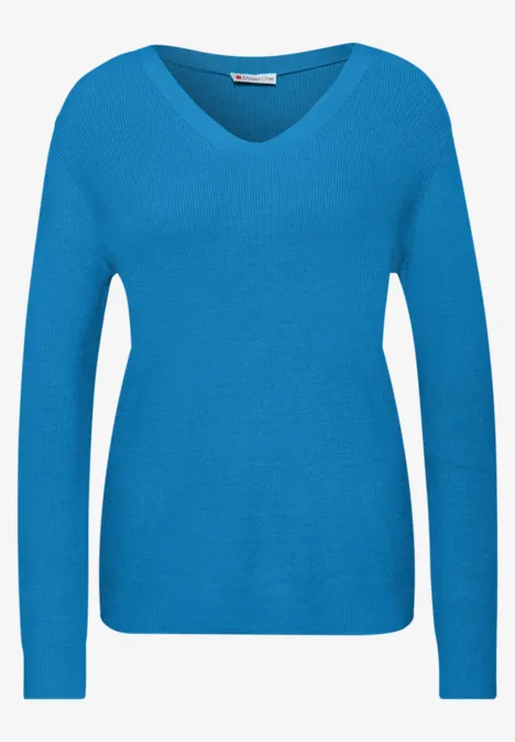 Basic V-Neck Pullover polaris blue
