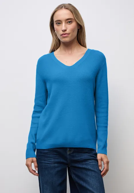 Basic V-Neck Pullover polaris blue
