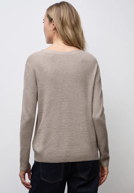 Basic V-Neck Pullover sandstone mocha mel.
