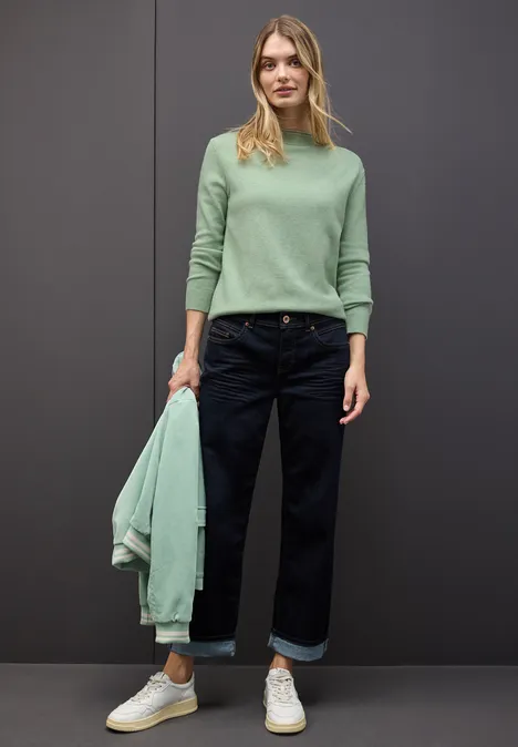 Pullover mit Rollkante serene green mel.
