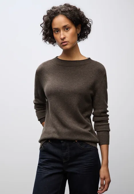 Pullover mit Rollkante dark nomad brown mel.