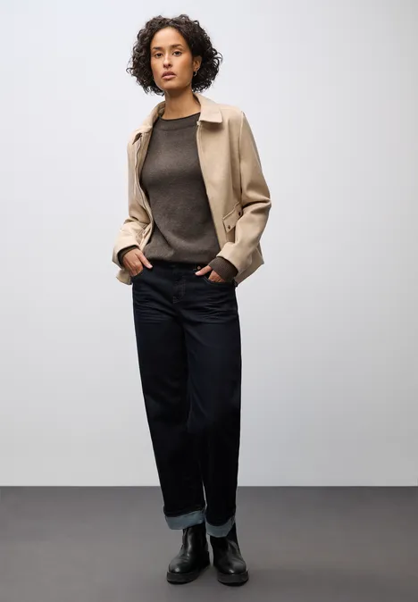 Pullover mit Rollkante dark nomad brown mel.