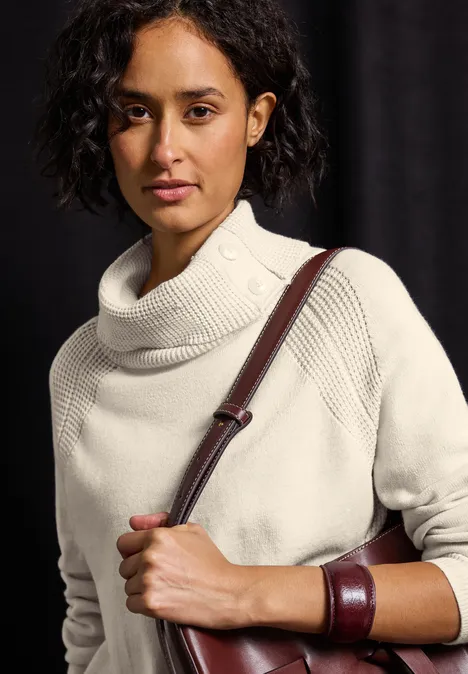 Pullover mit Stehkragen tusk cream mel.