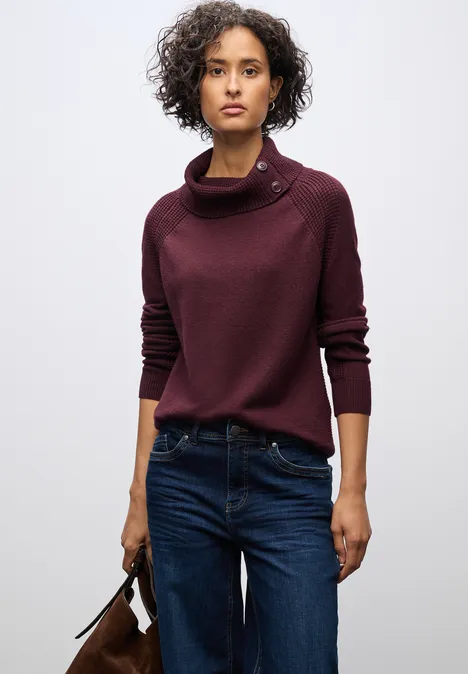 Pullover mit Stehkragen wildberry red