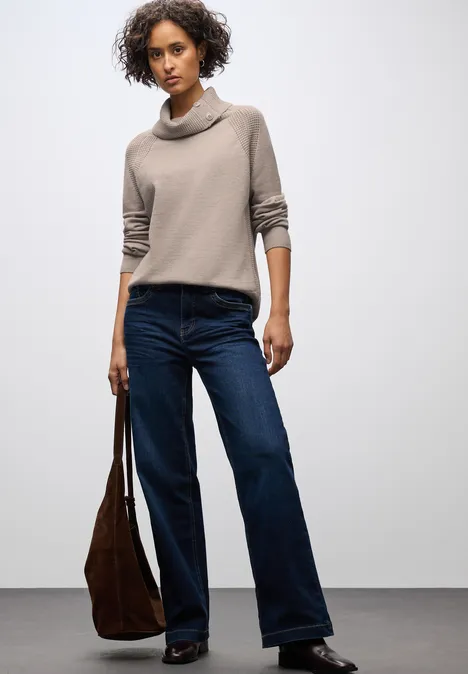 Pullover mit Stehkragen sandstone mocha mel.