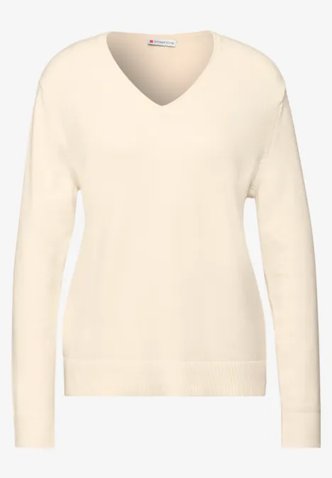 Pull douillet à col en V soft beige