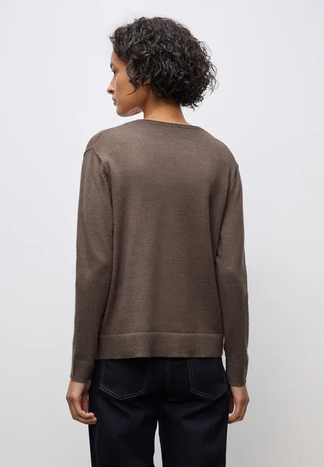 Kuscheliger V-Neck Pullover nomad brown mel.